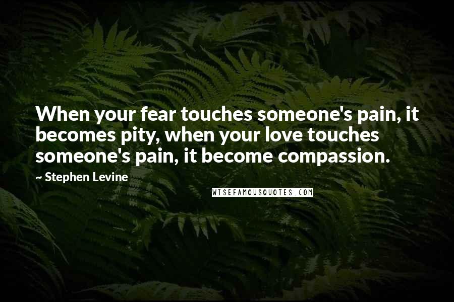 Stephen Levine Quotes: When your fear touches someone's pain, it becomes pity, when your love touches someone's pain, it become compassion.