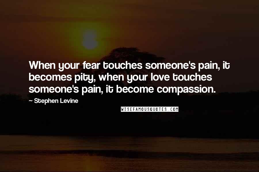 Stephen Levine Quotes: When your fear touches someone's pain, it becomes pity, when your love touches someone's pain, it become compassion.