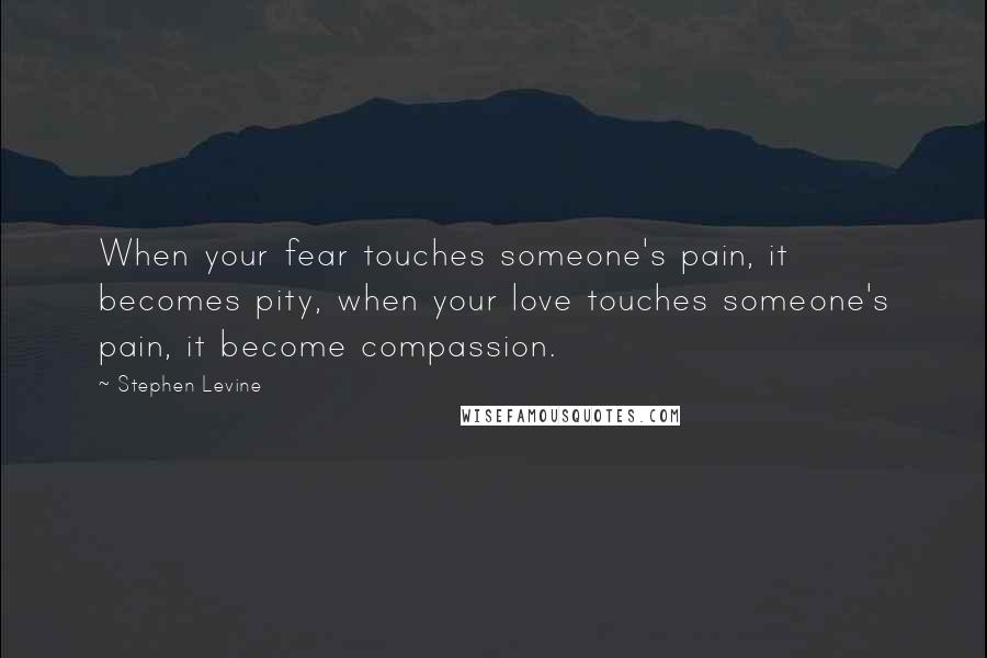 Stephen Levine Quotes: When your fear touches someone's pain, it becomes pity, when your love touches someone's pain, it become compassion.