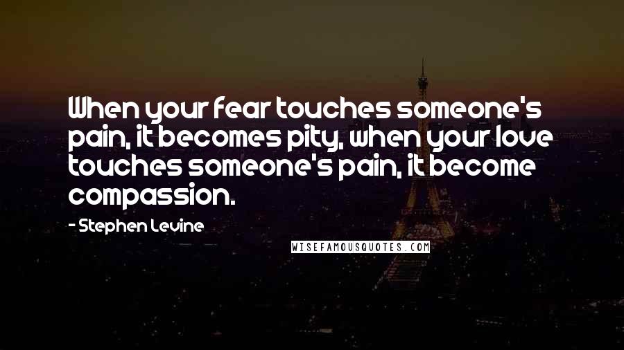 Stephen Levine Quotes: When your fear touches someone's pain, it becomes pity, when your love touches someone's pain, it become compassion.