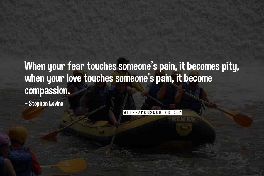 Stephen Levine Quotes: When your fear touches someone's pain, it becomes pity, when your love touches someone's pain, it become compassion.