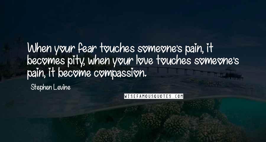 Stephen Levine Quotes: When your fear touches someone's pain, it becomes pity, when your love touches someone's pain, it become compassion.