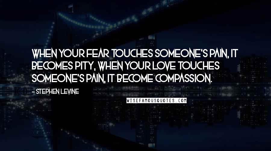 Stephen Levine Quotes: When your fear touches someone's pain, it becomes pity, when your love touches someone's pain, it become compassion.