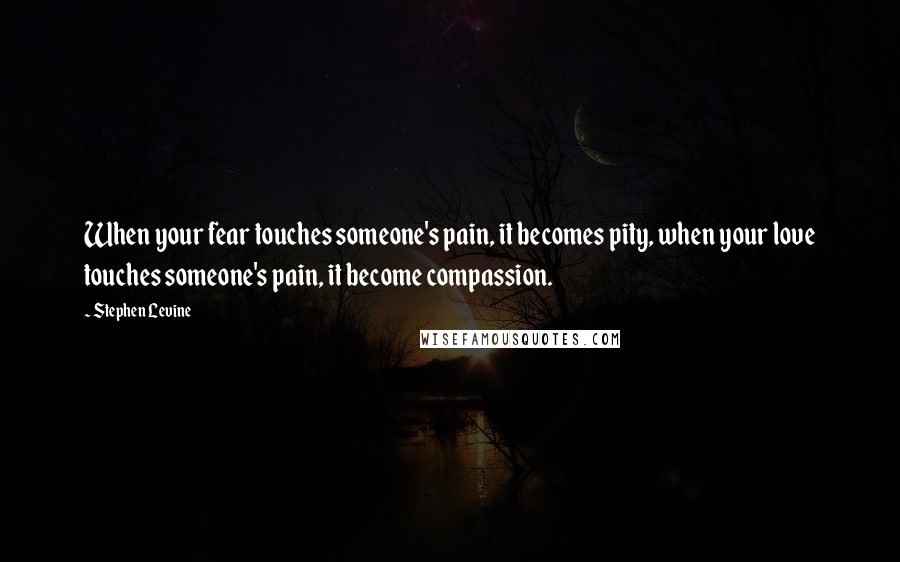 Stephen Levine Quotes: When your fear touches someone's pain, it becomes pity, when your love touches someone's pain, it become compassion.