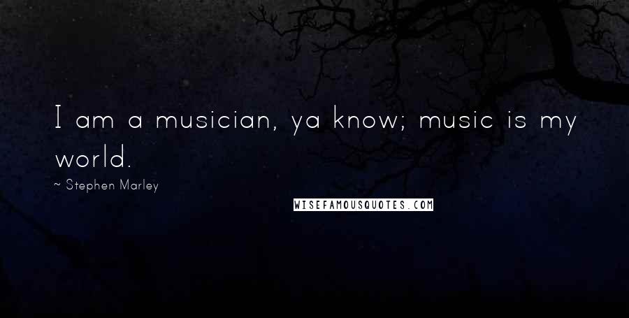 Stephen Marley Quotes: I am a musician, ya know; music is my world.