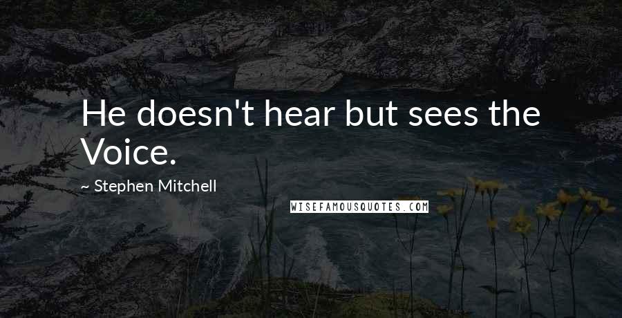 Stephen Mitchell Quotes: He doesn't hear but sees the Voice.