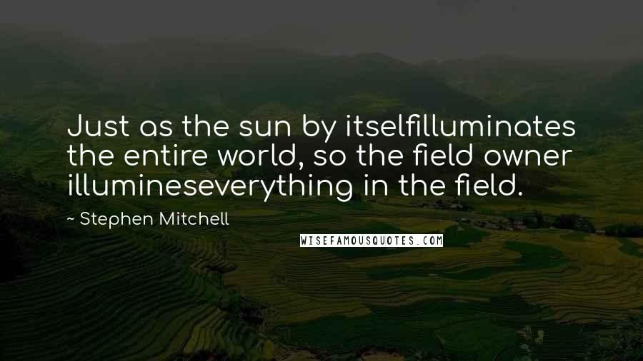 Stephen Mitchell Quotes: Just as the sun by itselfilluminates the entire world, so the field owner illumineseverything in the field.