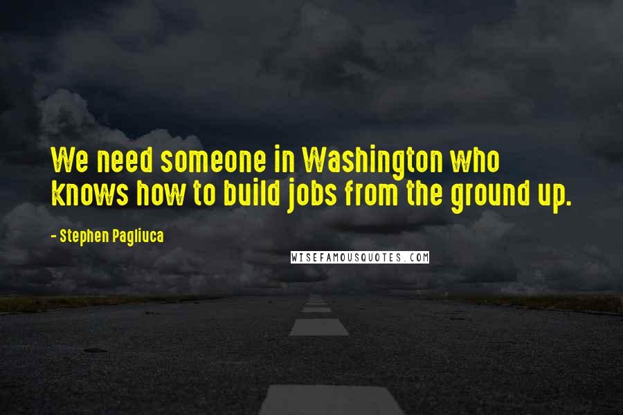 Stephen Pagliuca Quotes: We need someone in Washington who knows how to build jobs from the ground up.