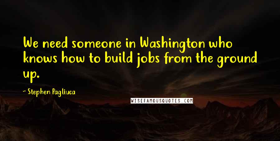 Stephen Pagliuca Quotes: We need someone in Washington who knows how to build jobs from the ground up.