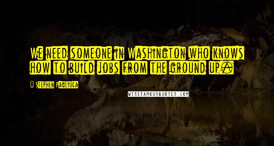 Stephen Pagliuca Quotes: We need someone in Washington who knows how to build jobs from the ground up.