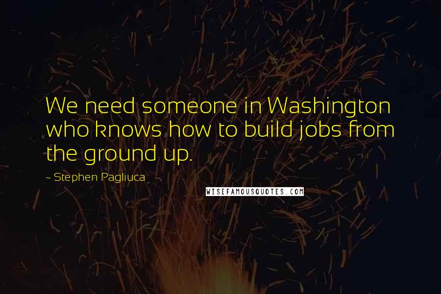 Stephen Pagliuca Quotes: We need someone in Washington who knows how to build jobs from the ground up.