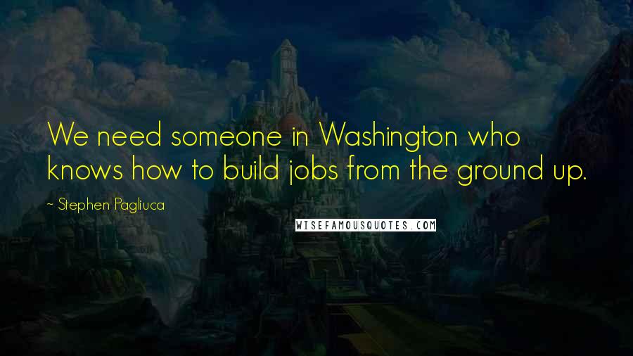 Stephen Pagliuca Quotes: We need someone in Washington who knows how to build jobs from the ground up.