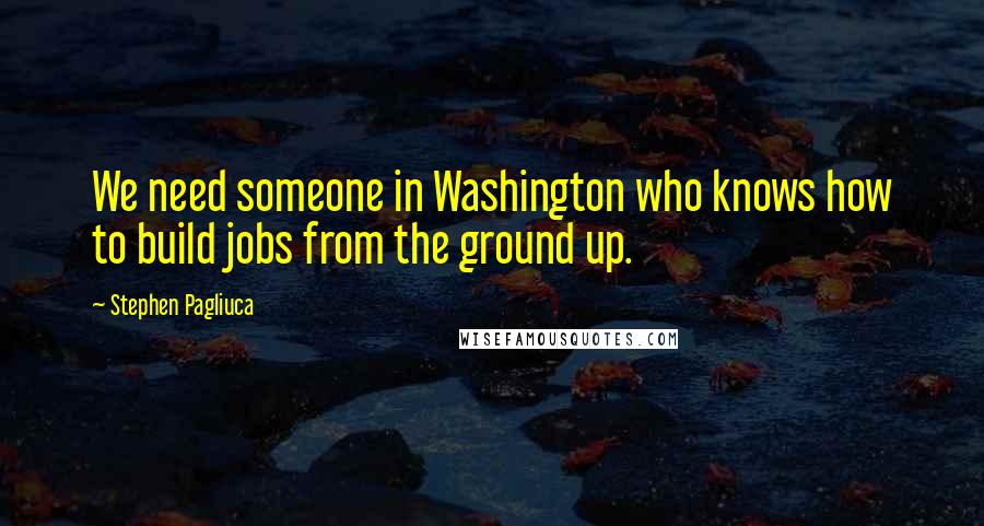 Stephen Pagliuca Quotes: We need someone in Washington who knows how to build jobs from the ground up.