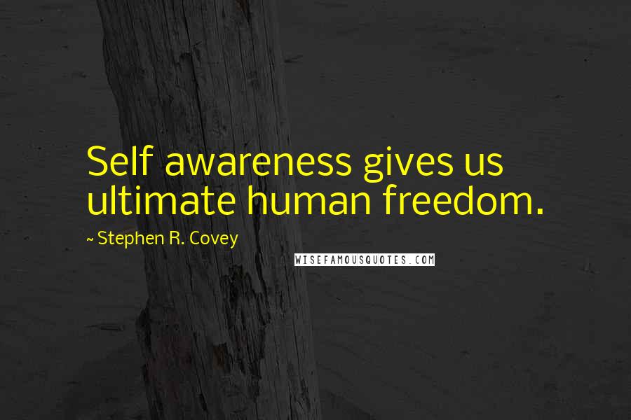 Stephen R. Covey Quotes: Self awareness gives us ultimate human freedom.