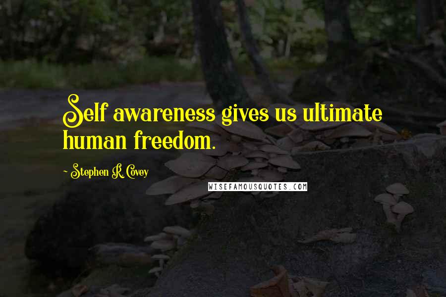 Stephen R. Covey Quotes: Self awareness gives us ultimate human freedom.