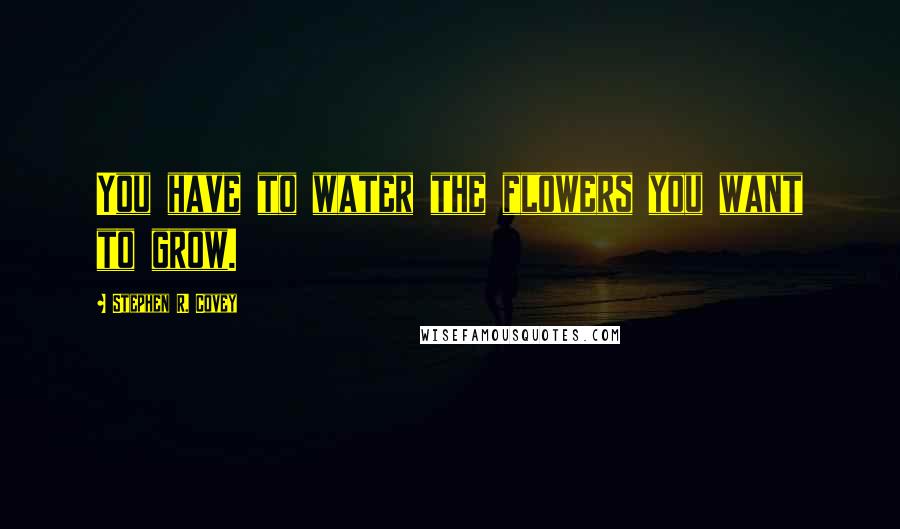 Stephen R. Covey Quotes: You have to water the flowers you want to grow.