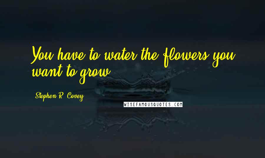 Stephen R. Covey Quotes: You have to water the flowers you want to grow.