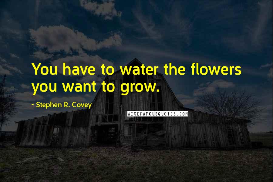 Stephen R. Covey Quotes: You have to water the flowers you want to grow.