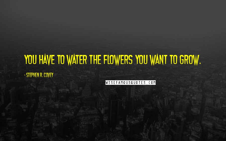 Stephen R. Covey Quotes: You have to water the flowers you want to grow.