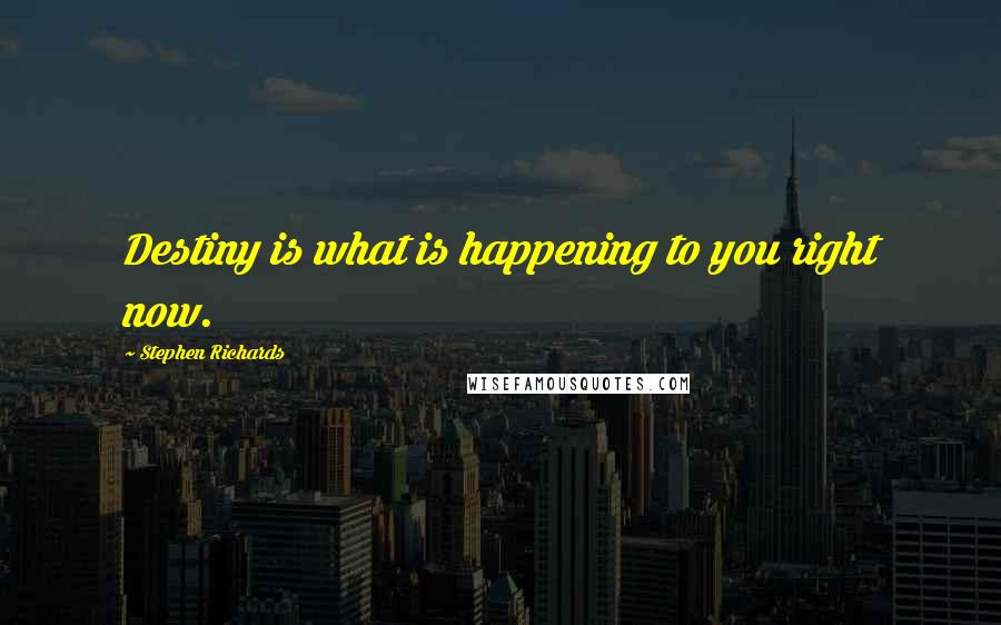 Stephen Richards Quotes: Destiny is what is happening to you right now.