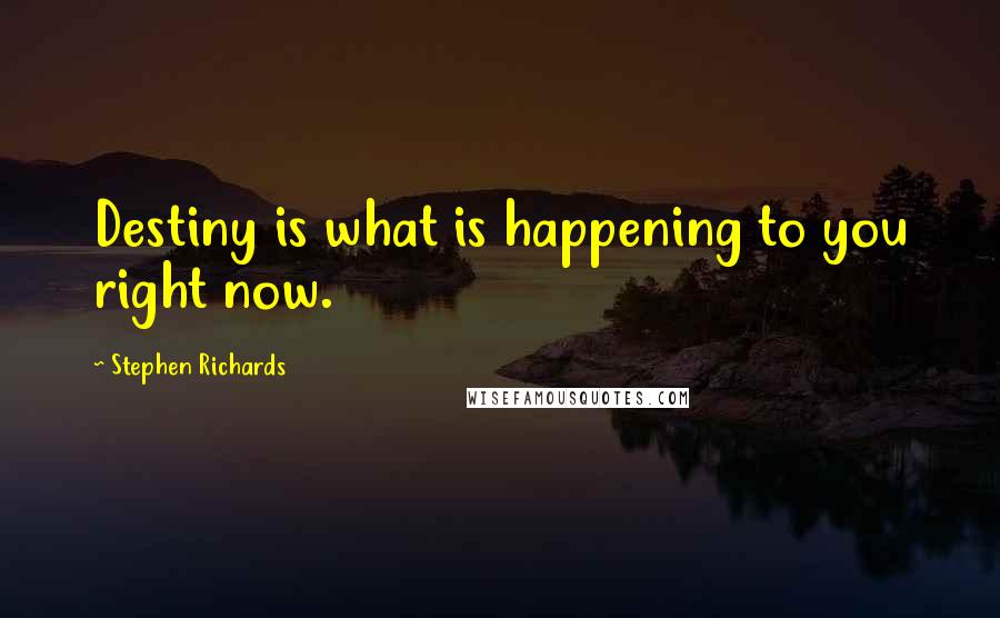 Stephen Richards Quotes: Destiny is what is happening to you right now.