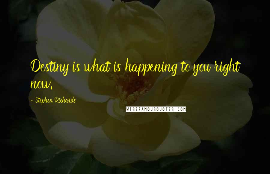 Stephen Richards Quotes: Destiny is what is happening to you right now.