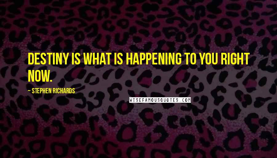 Stephen Richards Quotes: Destiny is what is happening to you right now.