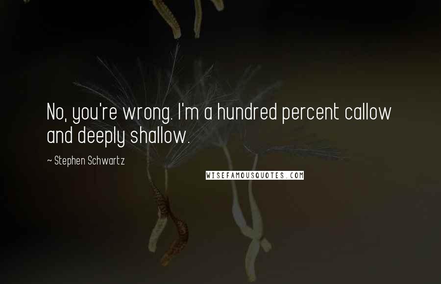 Stephen Schwartz Quotes: No, you're wrong. I'm a hundred percent callow and deeply shallow.