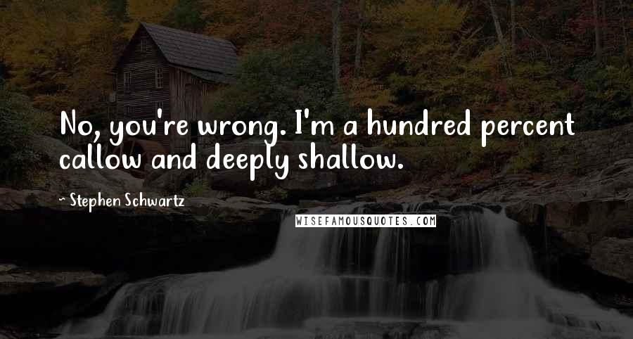 Stephen Schwartz Quotes: No, you're wrong. I'm a hundred percent callow and deeply shallow.