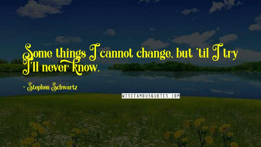 Stephen Schwartz Quotes: Some things I cannot change, but 'til I try I'll never know.