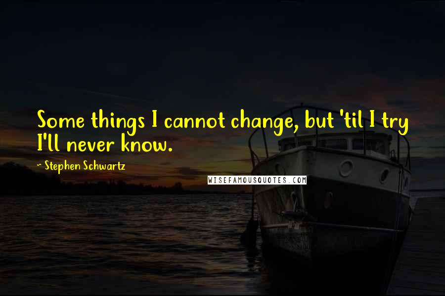 Stephen Schwartz Quotes: Some things I cannot change, but 'til I try I'll never know.