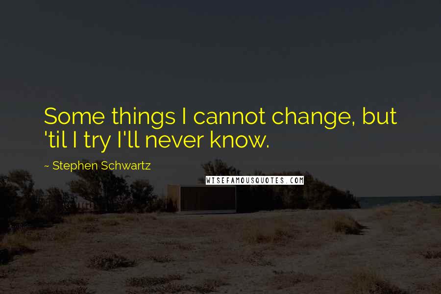 Stephen Schwartz Quotes: Some things I cannot change, but 'til I try I'll never know.