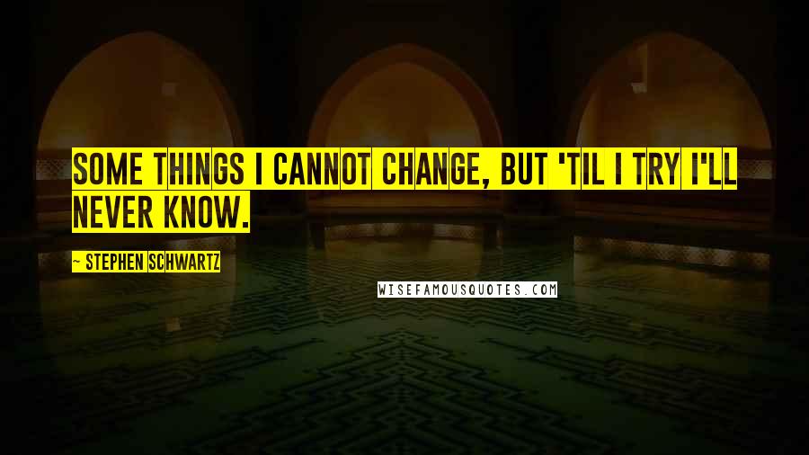 Stephen Schwartz Quotes: Some things I cannot change, but 'til I try I'll never know.