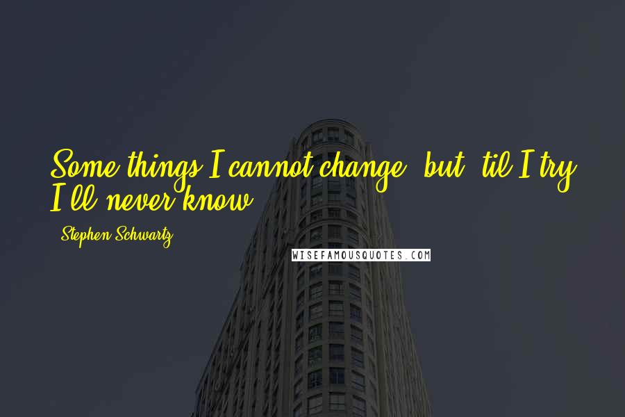 Stephen Schwartz Quotes: Some things I cannot change, but 'til I try I'll never know.