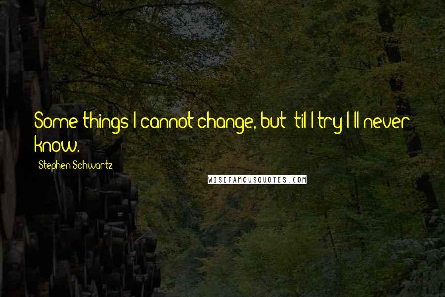 Stephen Schwartz Quotes: Some things I cannot change, but 'til I try I'll never know.