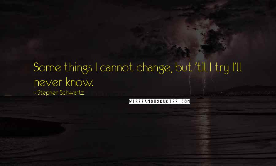 Stephen Schwartz Quotes: Some things I cannot change, but 'til I try I'll never know.