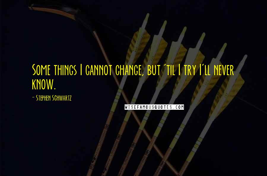 Stephen Schwartz Quotes: Some things I cannot change, but 'til I try I'll never know.