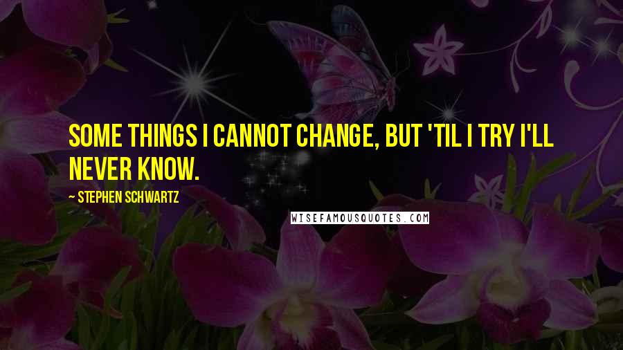 Stephen Schwartz Quotes: Some things I cannot change, but 'til I try I'll never know.