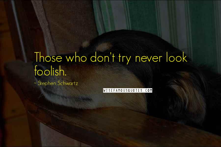 Stephen Schwartz Quotes: Those who don't try never look foolish.