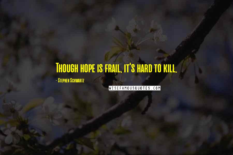 Stephen Schwartz Quotes: Though hope is frail, it's hard to kill.