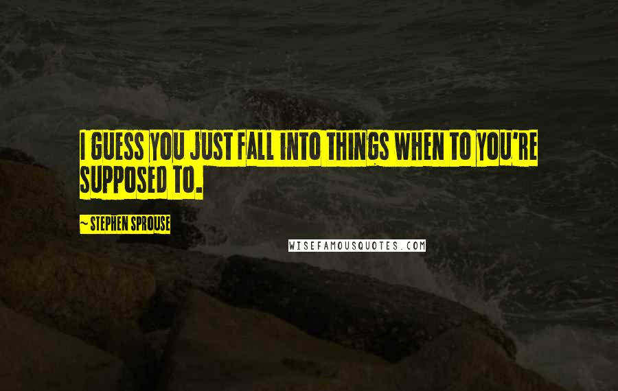 Stephen Sprouse Quotes: I guess you just fall into things when to you're supposed to.