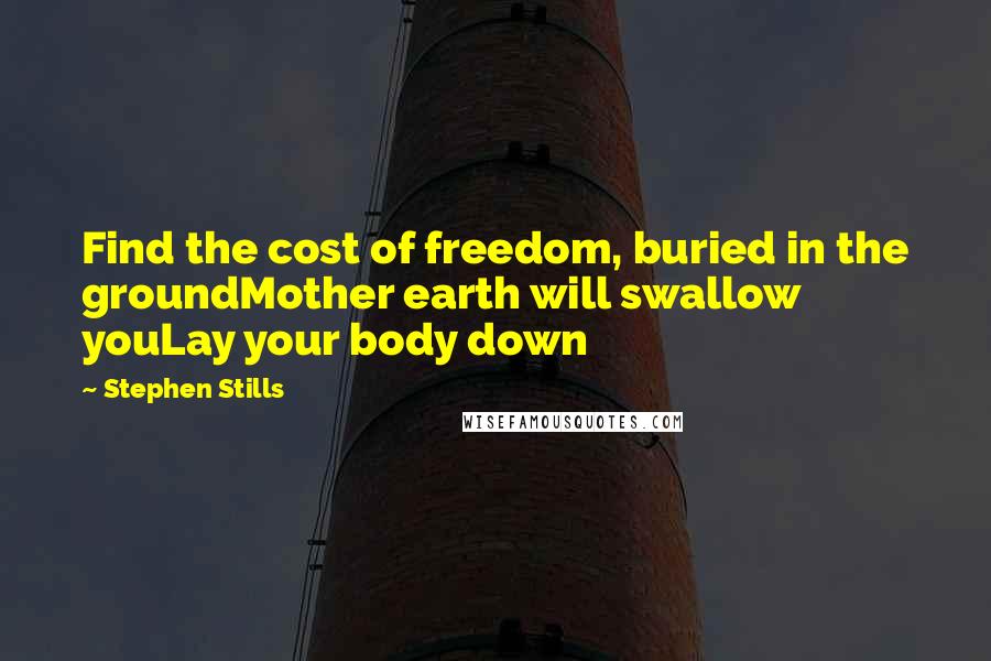 Stephen Stills Quotes: Find the cost of freedom, buried in the groundMother earth will swallow youLay your body down