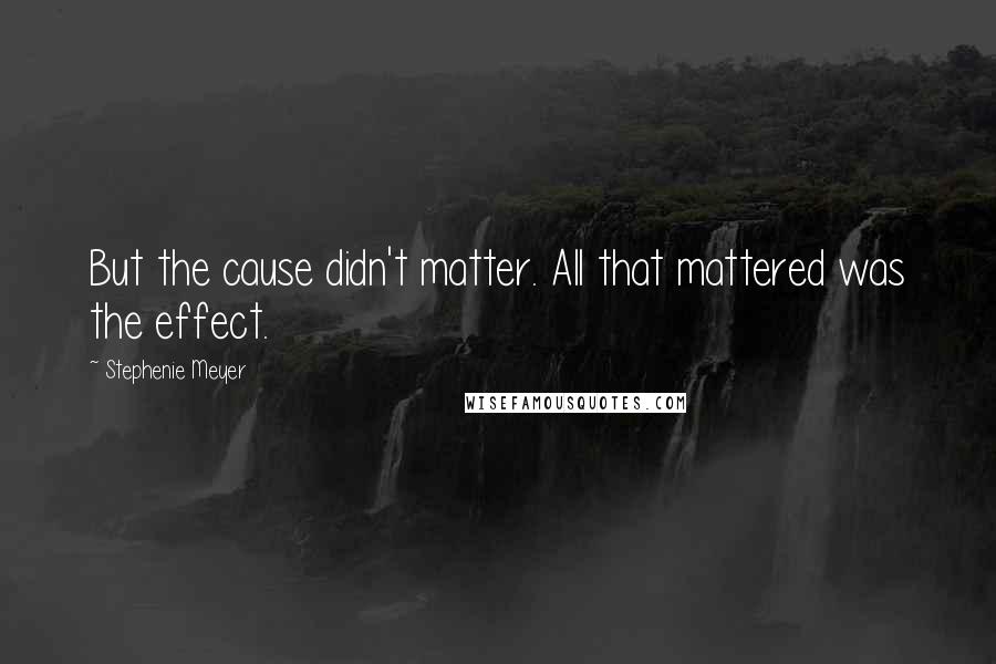 Stephenie Meyer Quotes: But the cause didn't matter. All that mattered was the effect.