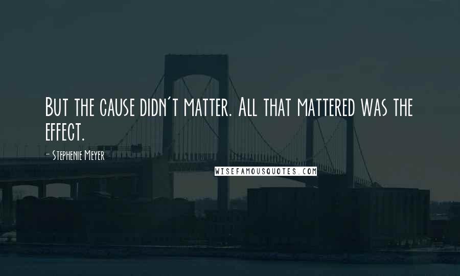 Stephenie Meyer Quotes: But the cause didn't matter. All that mattered was the effect.