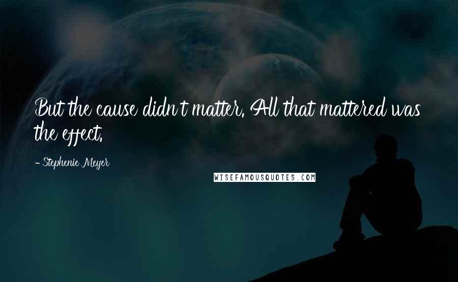 Stephenie Meyer Quotes: But the cause didn't matter. All that mattered was the effect.