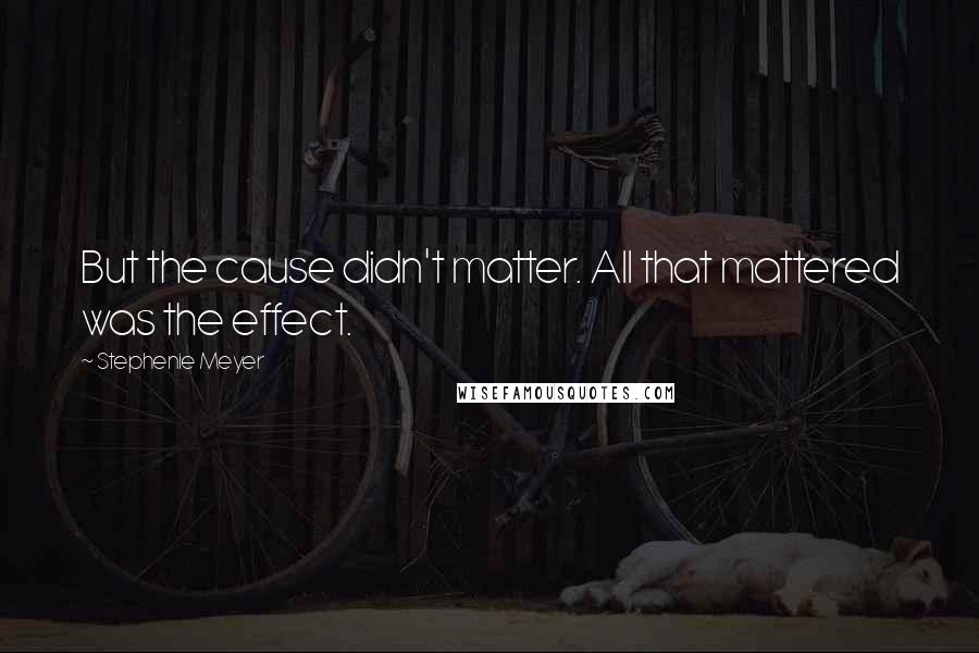 Stephenie Meyer Quotes: But the cause didn't matter. All that mattered was the effect.