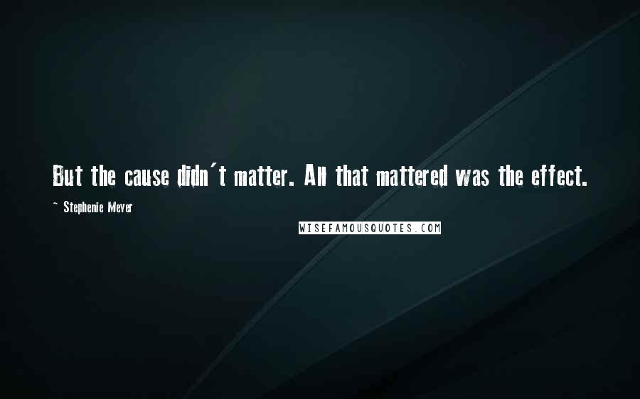 Stephenie Meyer Quotes: But the cause didn't matter. All that mattered was the effect.