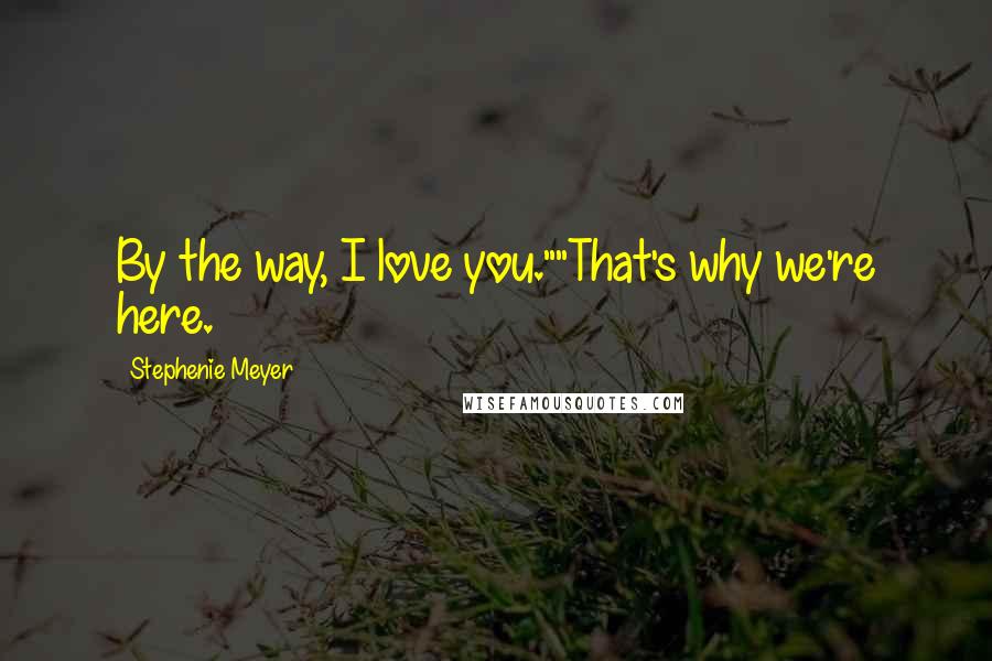 Stephenie Meyer Quotes: By the way, I love you.""That's why we're here.