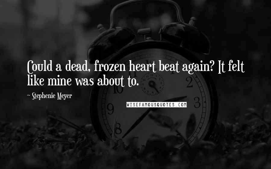 Stephenie Meyer Quotes: Could a dead, frozen heart beat again? It felt like mine was about to.