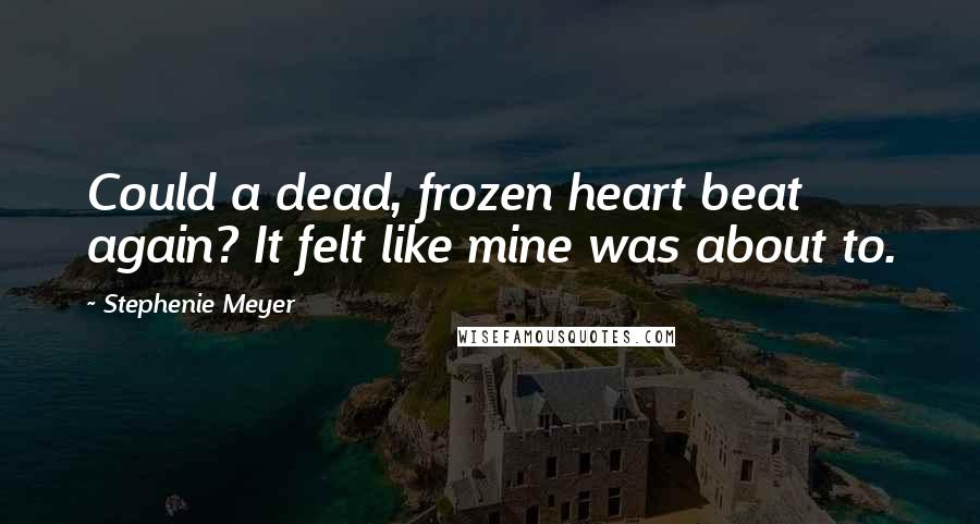 Stephenie Meyer Quotes: Could a dead, frozen heart beat again? It felt like mine was about to.